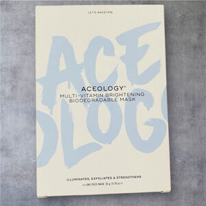 Aceology Multi Vitamin Brightening Biodegradable Mask Set‎ Of 4 Sealed Masks